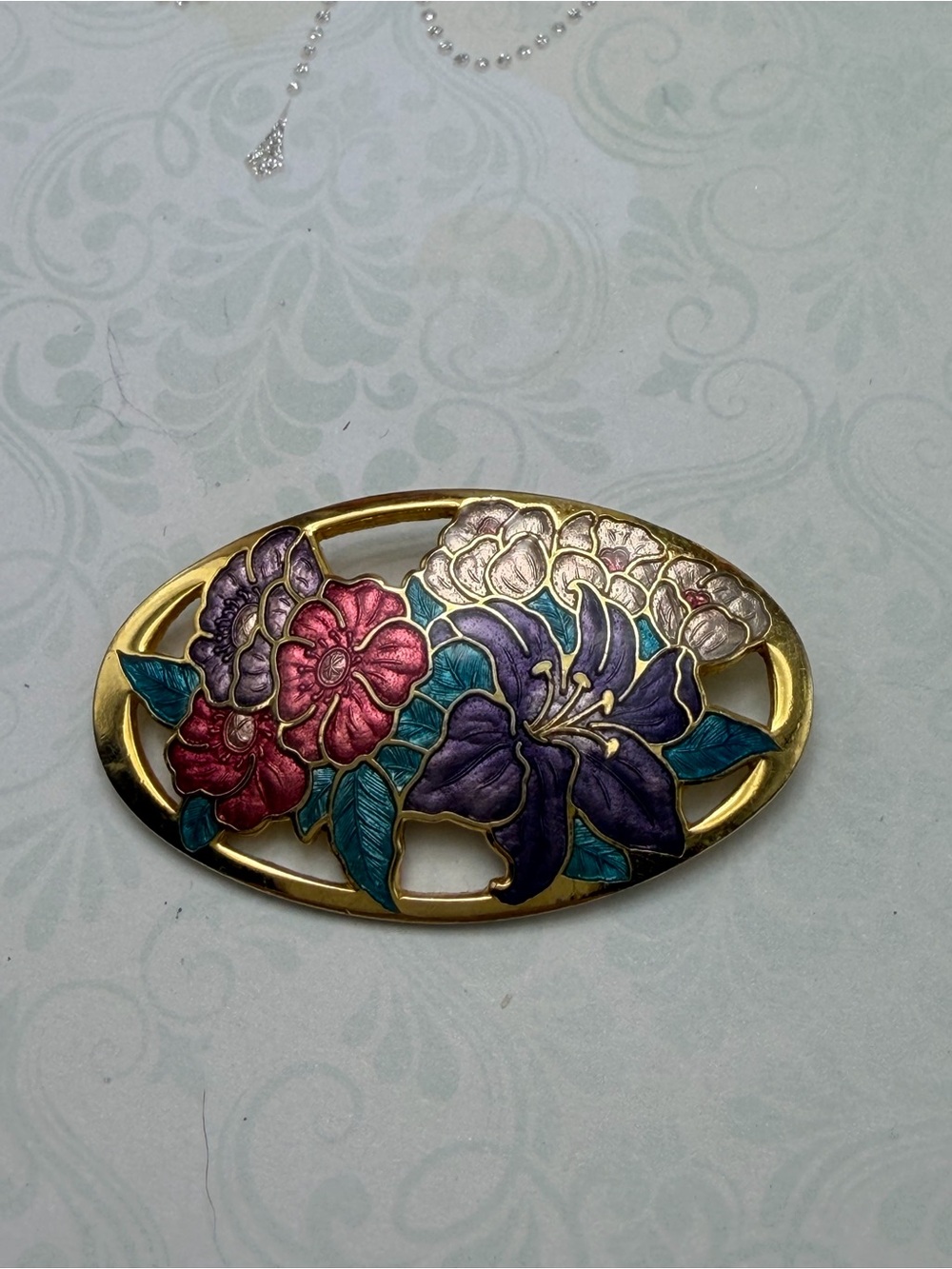 Vintage Cloisonné Brooch #cz594